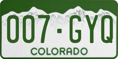 CO license plate 007GYQ