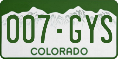 CO license plate 007GYS