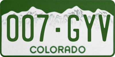 CO license plate 007GYV