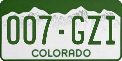 CO license plate 007GZI