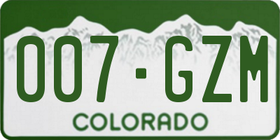 CO license plate 007GZM