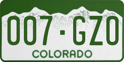 CO license plate 007GZO