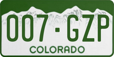 CO license plate 007GZP