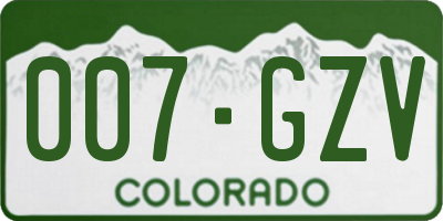 CO license plate 007GZV