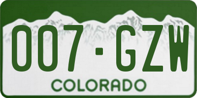 CO license plate 007GZW