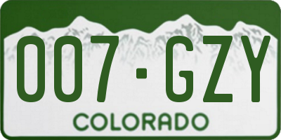 CO license plate 007GZY