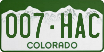 CO license plate 007HAC