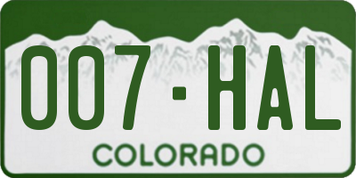 CO license plate 007HAL