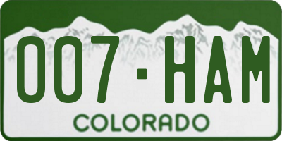CO license plate 007HAM