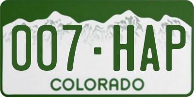 CO license plate 007HAP
