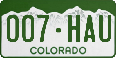 CO license plate 007HAU