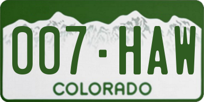 CO license plate 007HAW