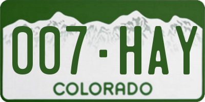 CO license plate 007HAY