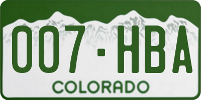 CO license plate 007HBA
