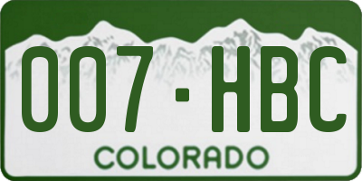 CO license plate 007HBC