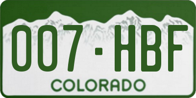 CO license plate 007HBF