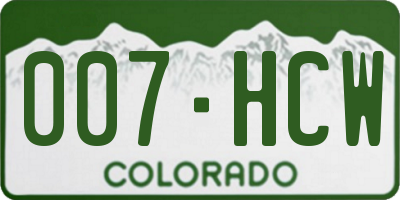 CO license plate 007HCW