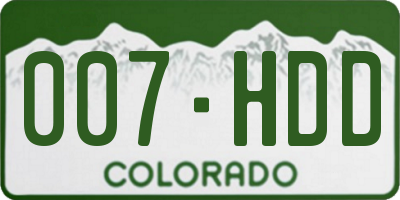 CO license plate 007HDD