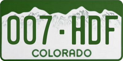 CO license plate 007HDF