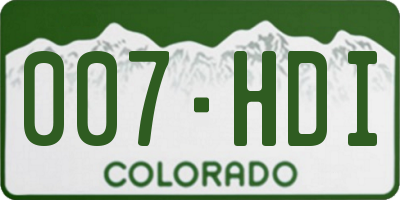 CO license plate 007HDI