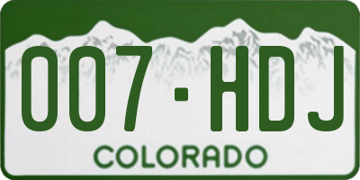 CO license plate 007HDJ