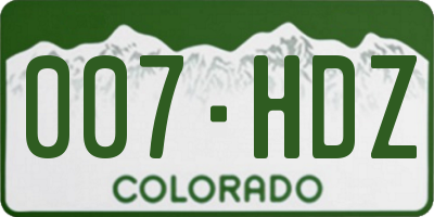 CO license plate 007HDZ