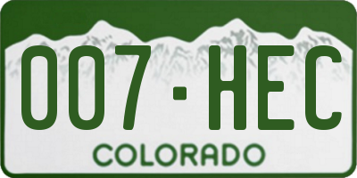 CO license plate 007HEC