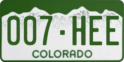 CO license plate 007HEE