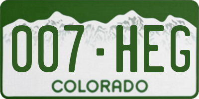 CO license plate 007HEG
