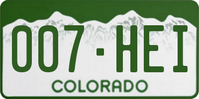 CO license plate 007HEI