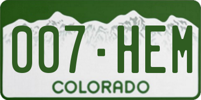 CO license plate 007HEM
