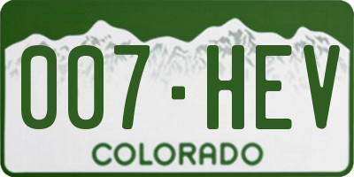 CO license plate 007HEV