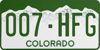 CO license plate 007HFG