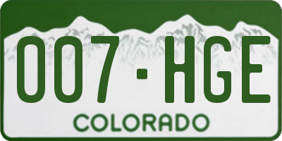 CO license plate 007HGE