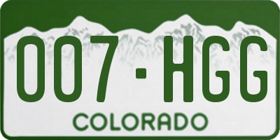 CO license plate 007HGG