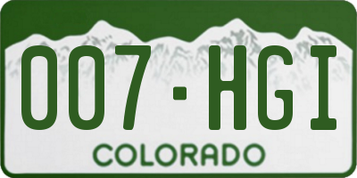 CO license plate 007HGI
