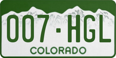 CO license plate 007HGL
