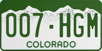 CO license plate 007HGM
