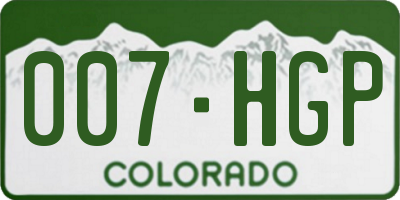 CO license plate 007HGP