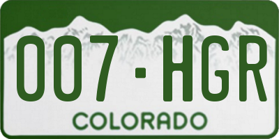 CO license plate 007HGR