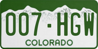CO license plate 007HGW