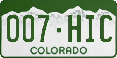 CO license plate 007HIC