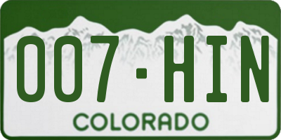 CO license plate 007HIN