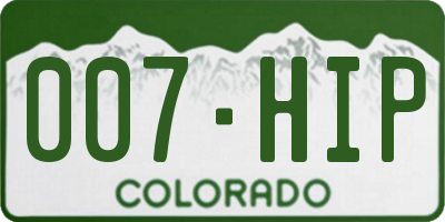 CO license plate 007HIP