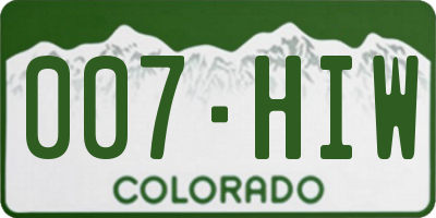 CO license plate 007HIW