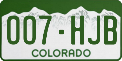 CO license plate 007HJB