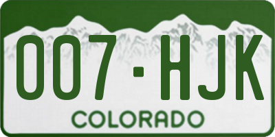 CO license plate 007HJK