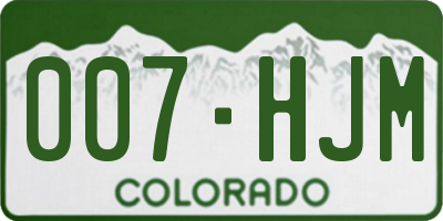 CO license plate 007HJM