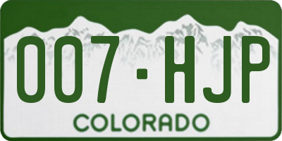 CO license plate 007HJP