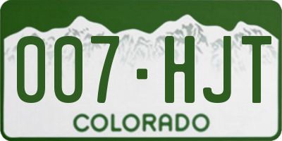 CO license plate 007HJT